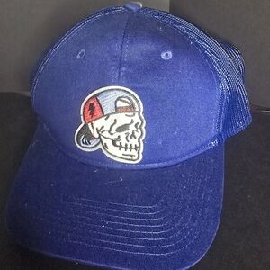 Blue Skull Patch Trucker Hat